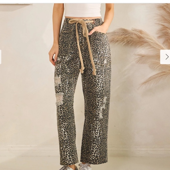 Oli & Hali “ San Antonio 2 ” Oli and Hali WASHED ANIMAL PRINT BARREL JEANS 36 - Picture 6 of 6